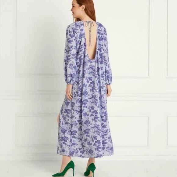 Hill House The Simone Maxi Dress Lilac Tonal Floral Crepe Medium NWT - Picture 5 of 11